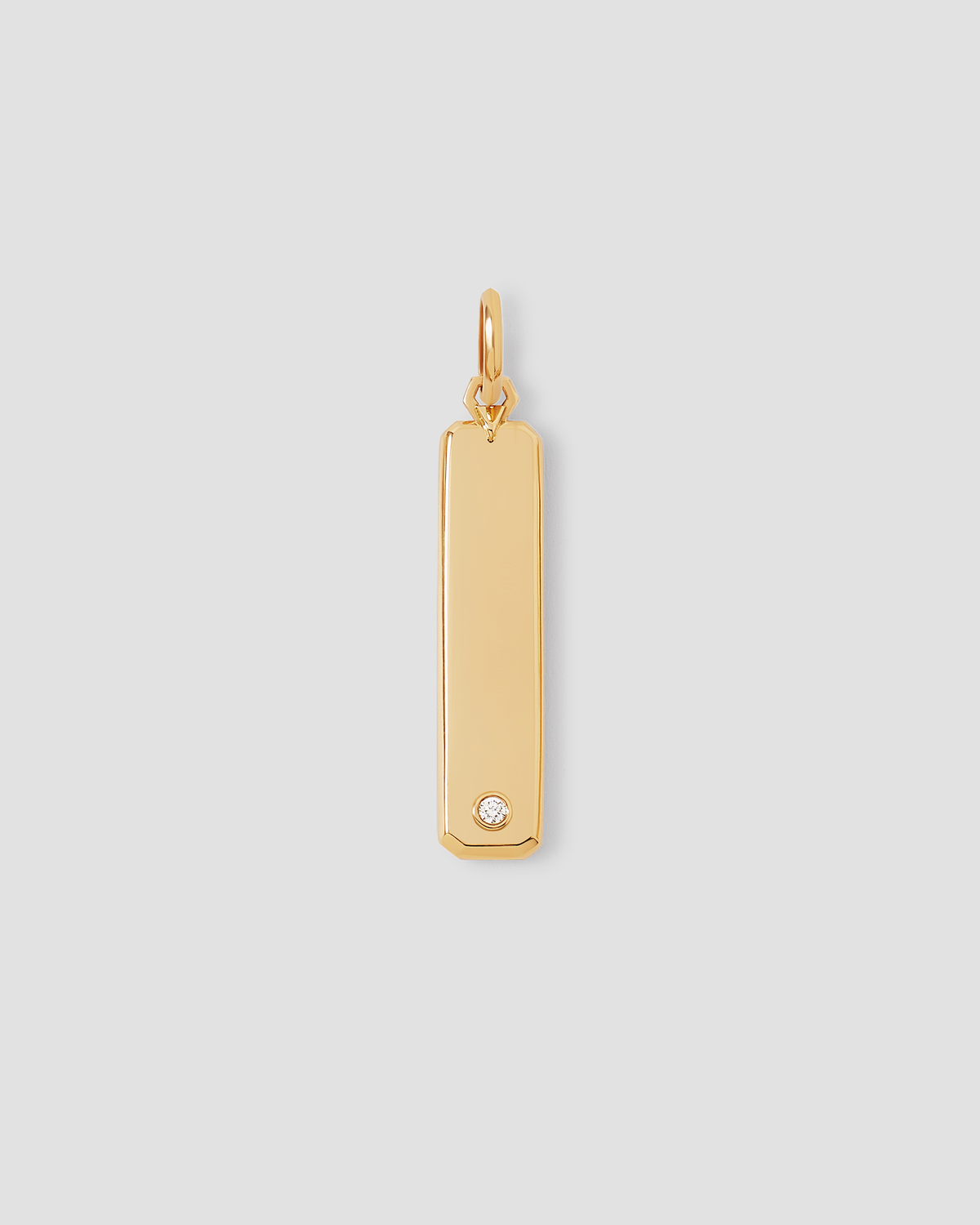 Beveled Dog Tag in 18K Yellow Gold gold charm - front view | custom charm necklace