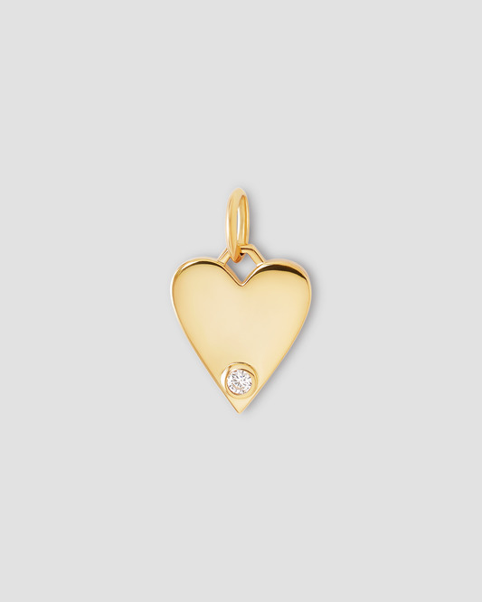 Medium Heart with Diamond in 18K Yellow Gold