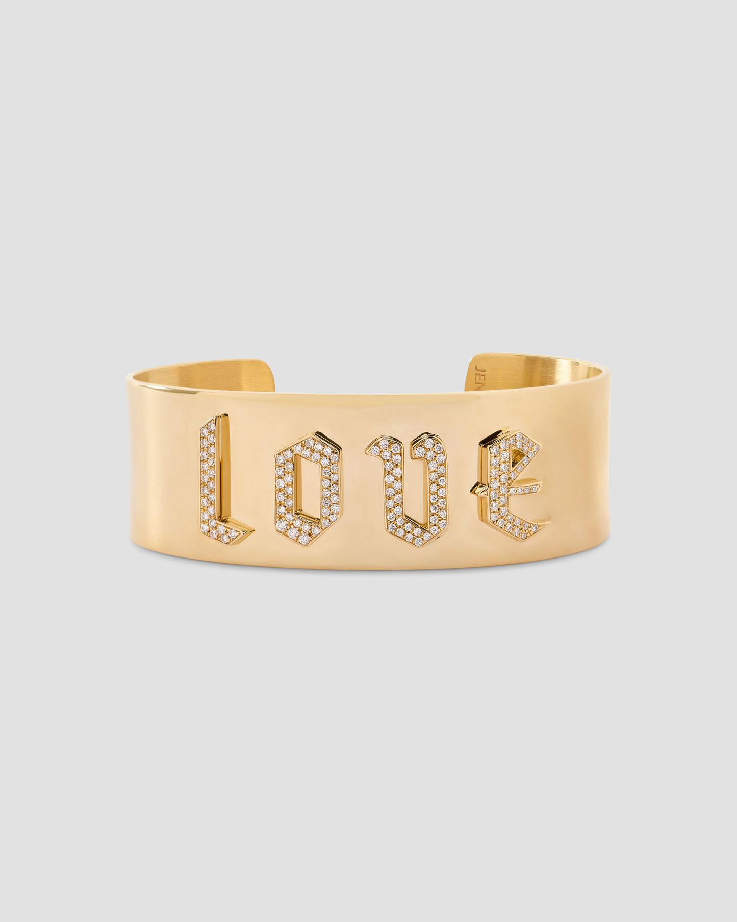 Personalized Fisher Cuff with Pavé White Diamonds