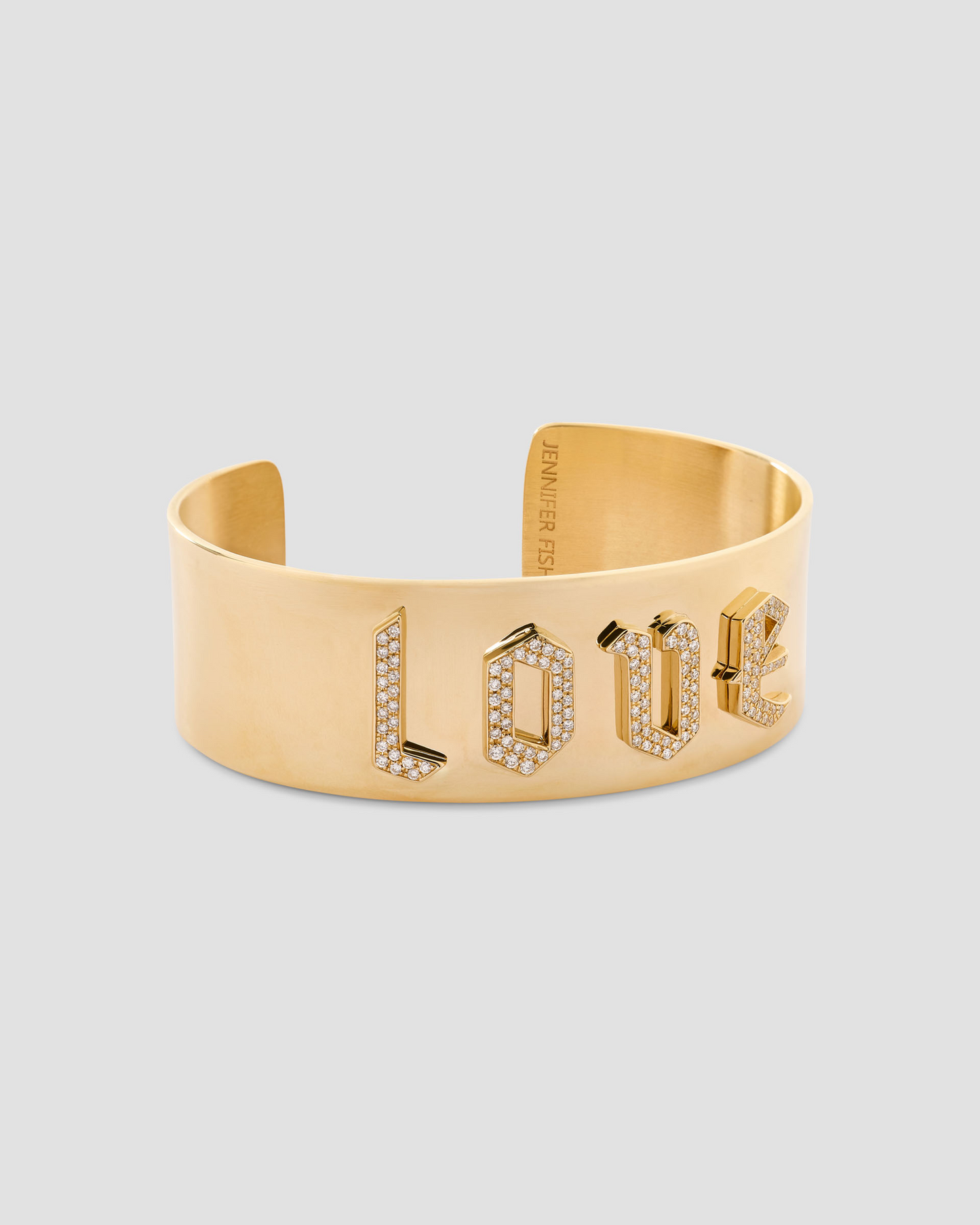Personalized Fisher Cuff with Pavé White Diamonds