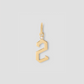 Gothic Number Charm with Diamond in 18K Yellow Gold