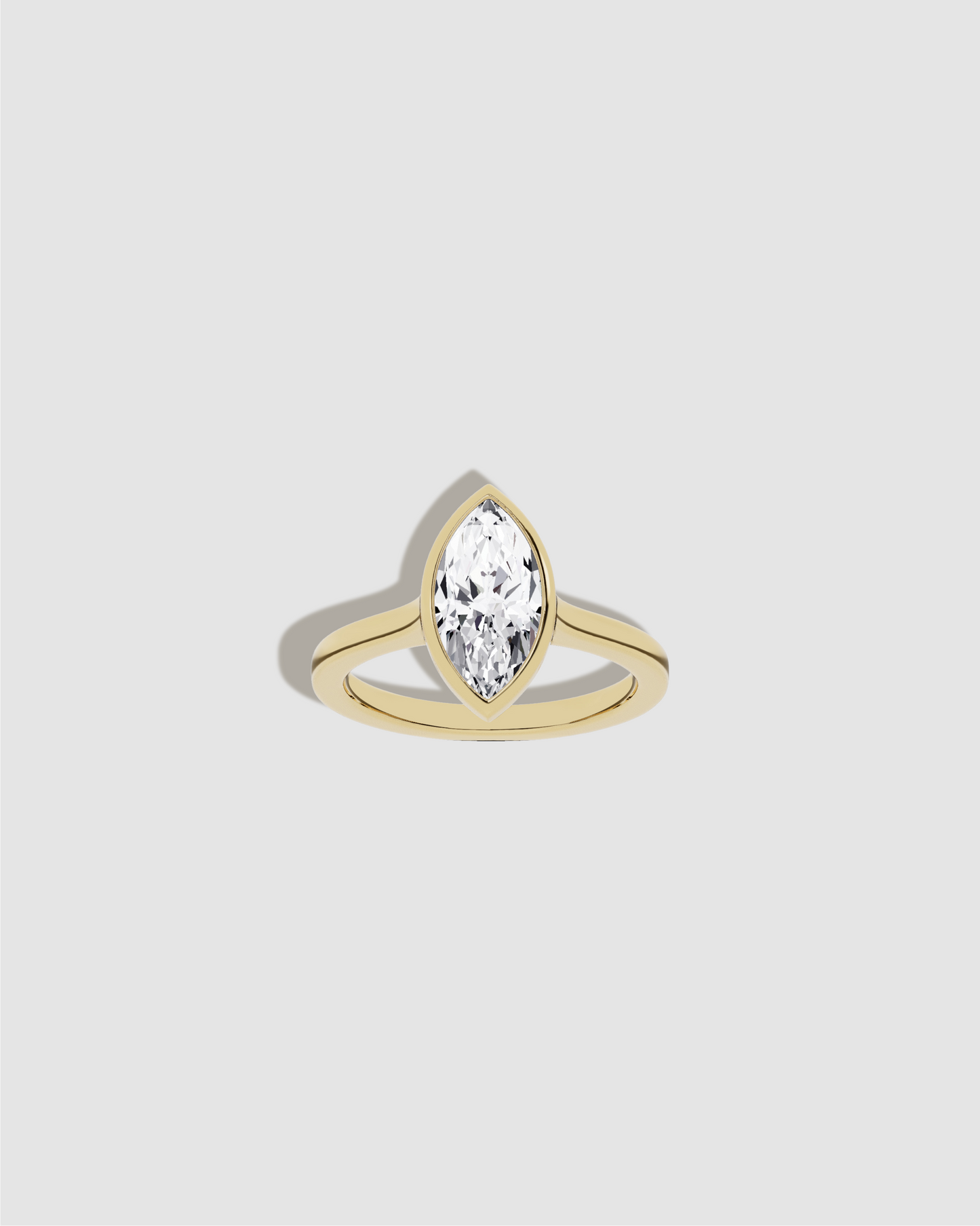 Marquise shaped diamond on a gold band