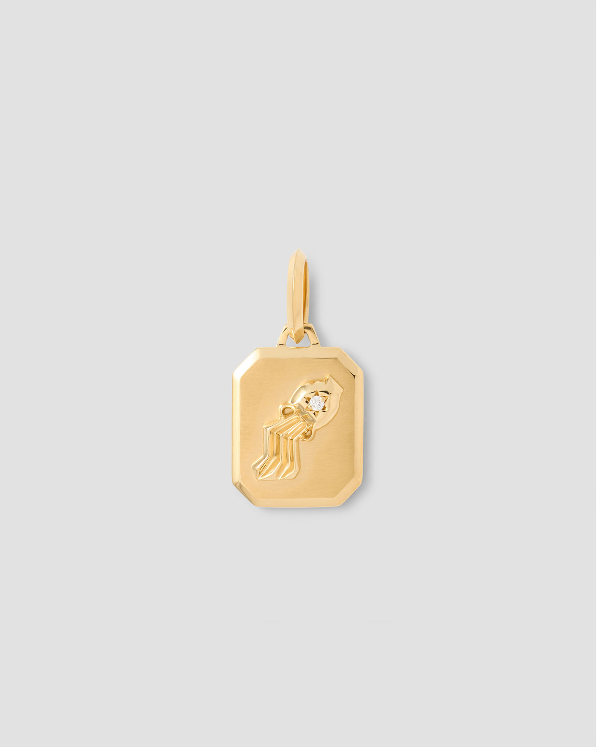 Zodiac Charm with Diamond in 18K Yellow gold charm - side view | custom charm necklace