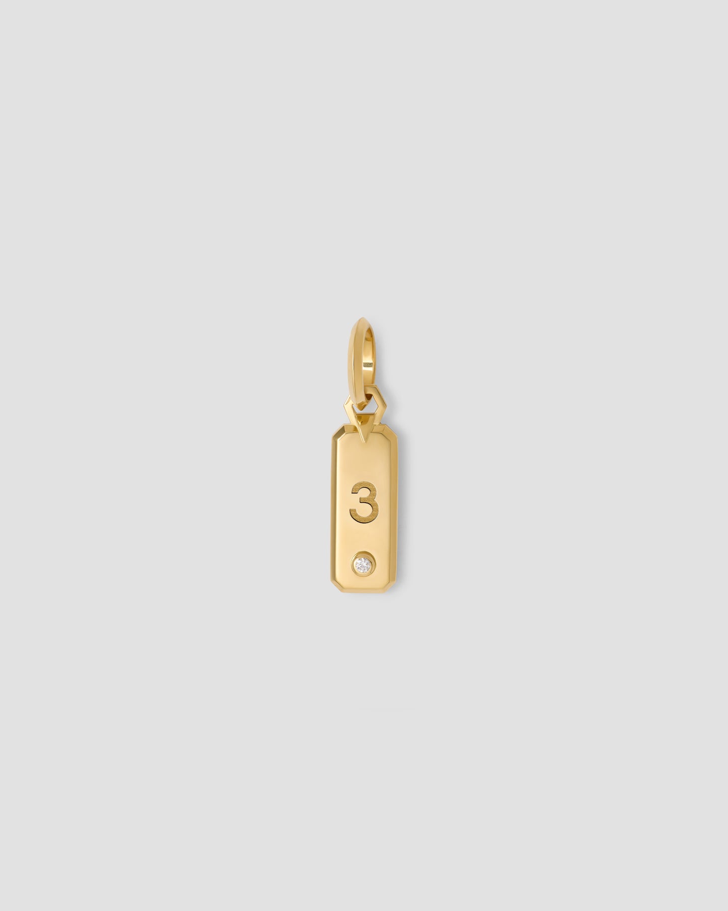 Minimal Block Number Dog Tag in 18K Yellow Gold