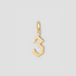 Gothic Number Charm with Diamond in 18K Yellow Gold