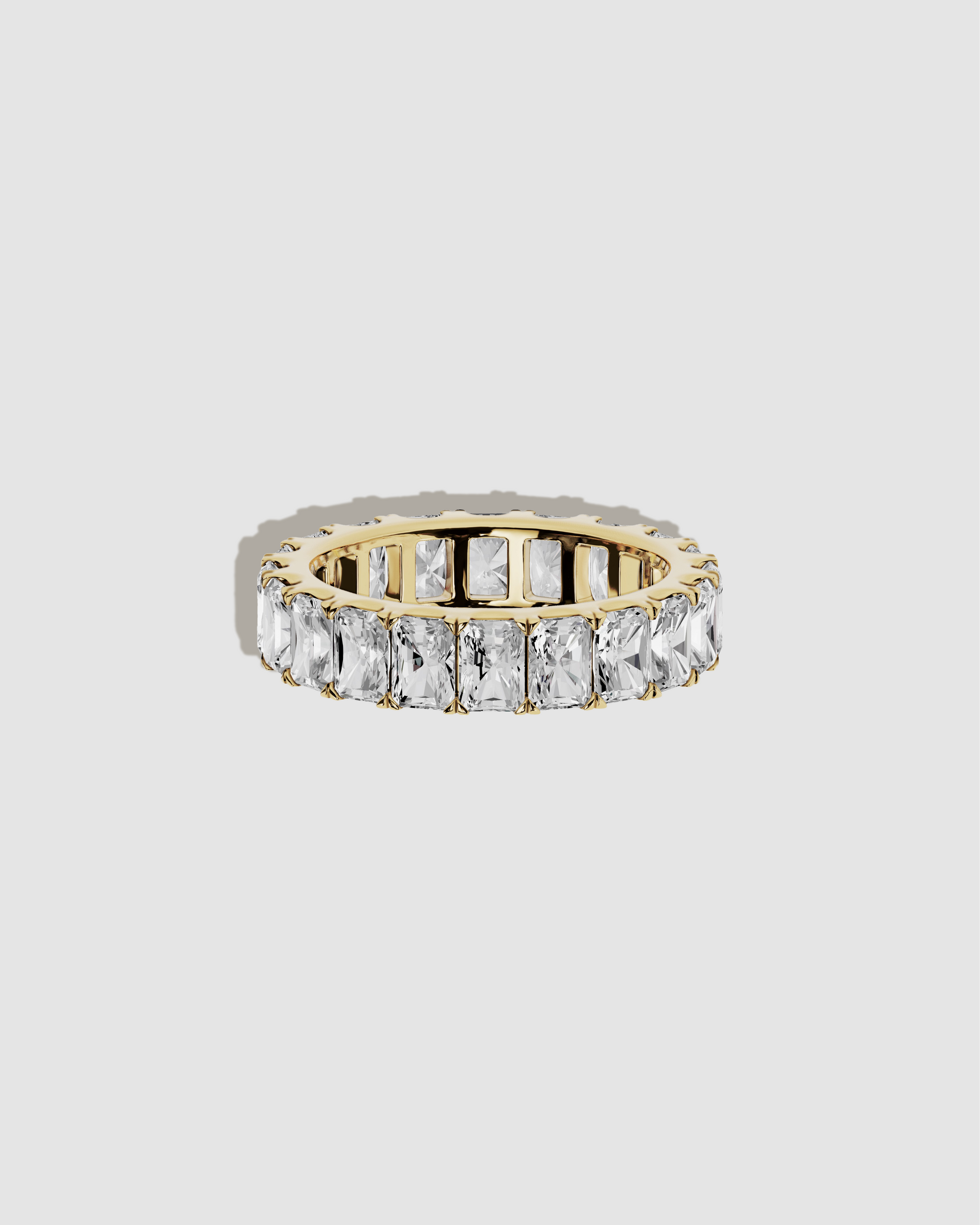 Rectangle shaped diamond band ring