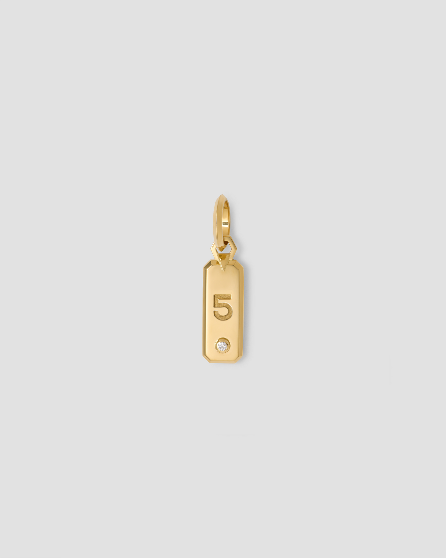 Minimal Block Number Dog Tag in 18K Yellow Gold