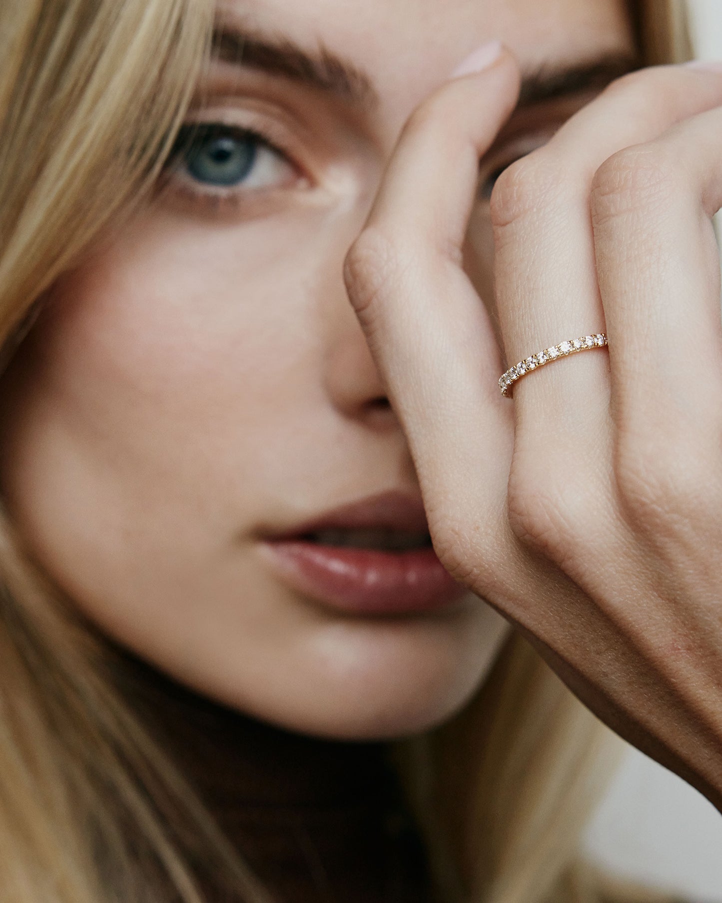 Image of model wearing diamond eternity ring