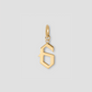 Gothic Number Charm with Diamond in 18K Yellow Gold