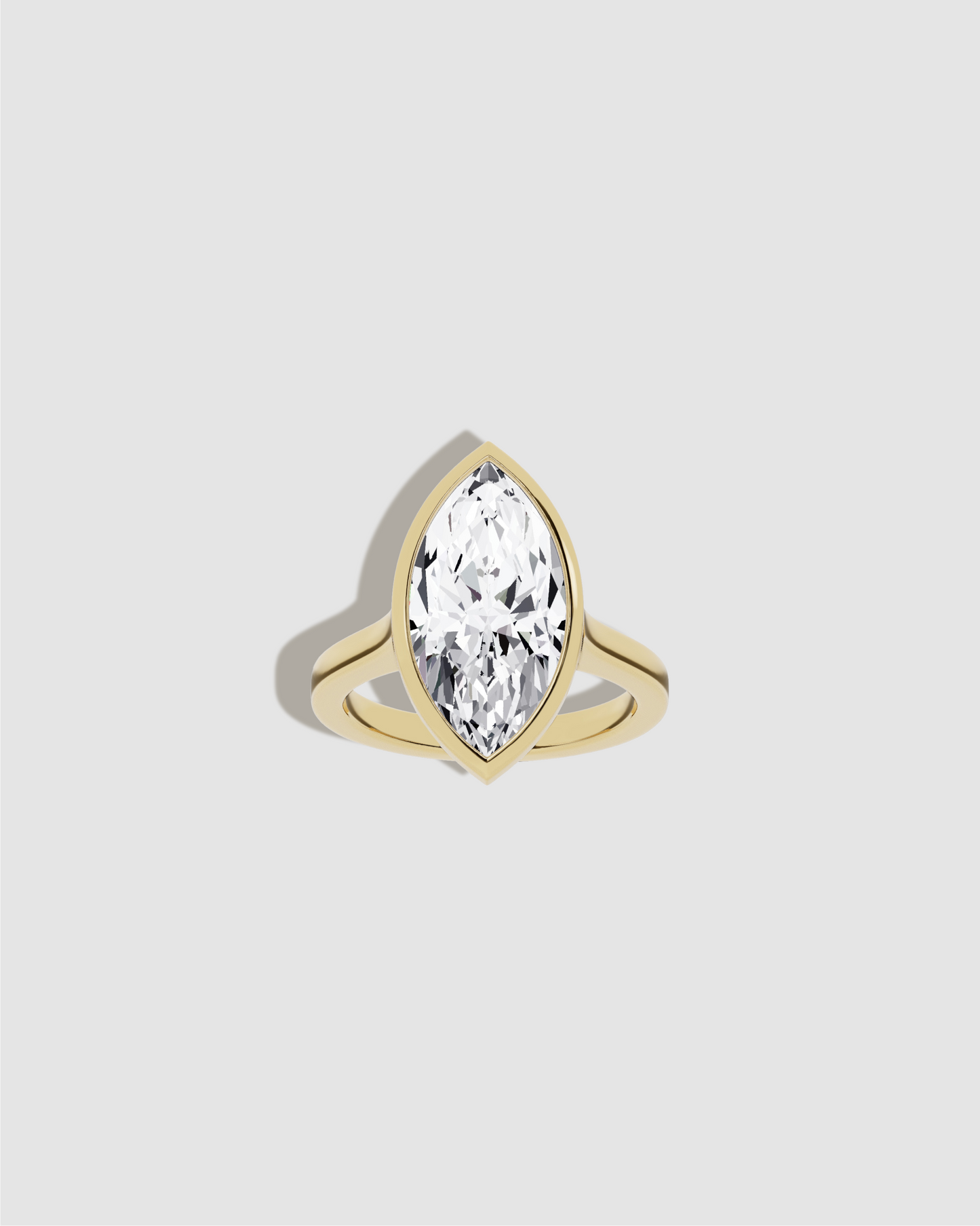 Marquise shaped diamond on a gold band