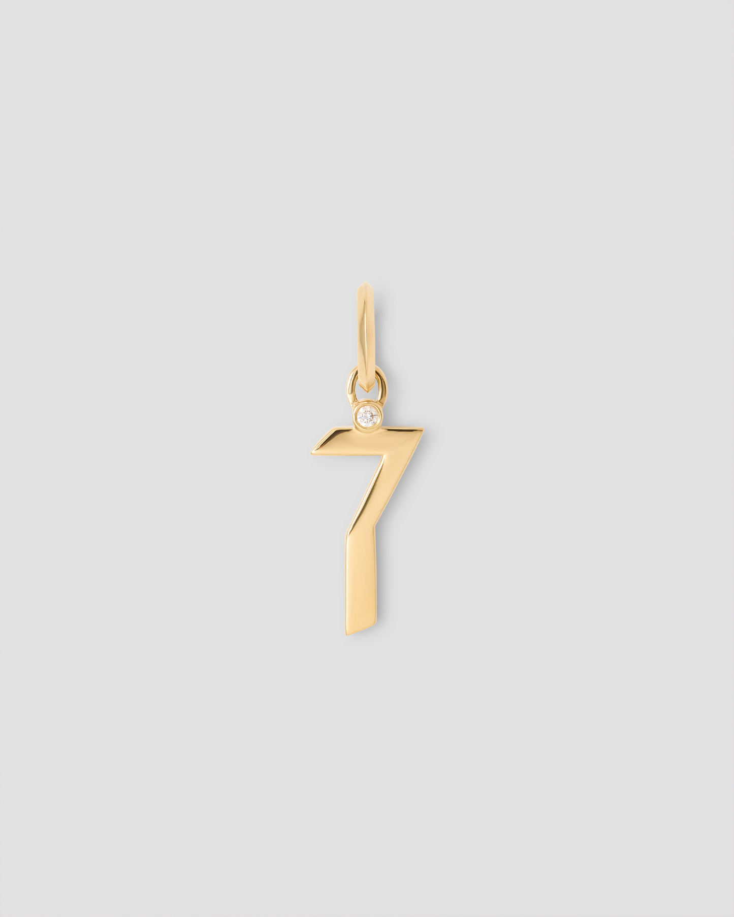 Gothic Number Charm with Diamond in 18K Yellow Gold