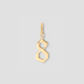 Gothic Number Charm with Diamond in 18K Yellow Gold