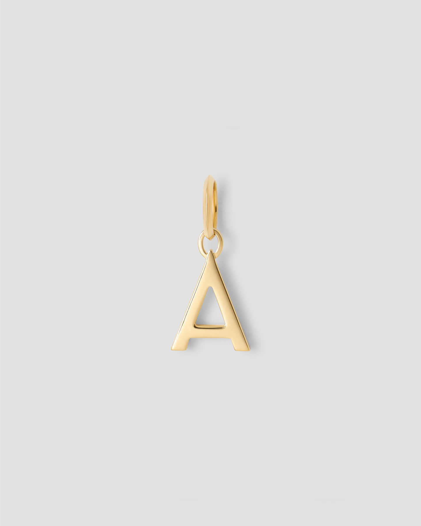 Minimal Block Letter Charm in 14K Yellow Gold