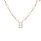 Floating Diamond Minimal Block Letter Pendant - 18K Yellow Gold