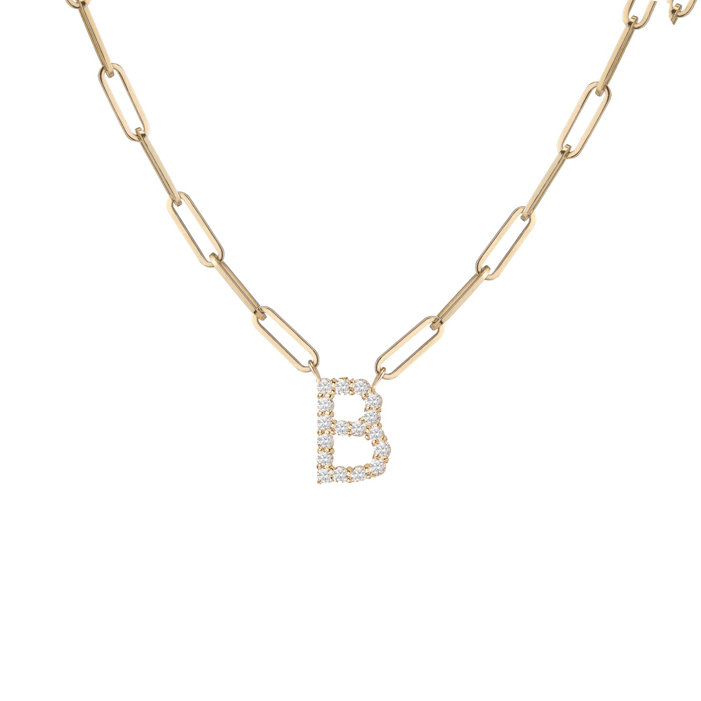 Floating Diamond Minimal Block Letter Pendant - 18K Yellow Gold