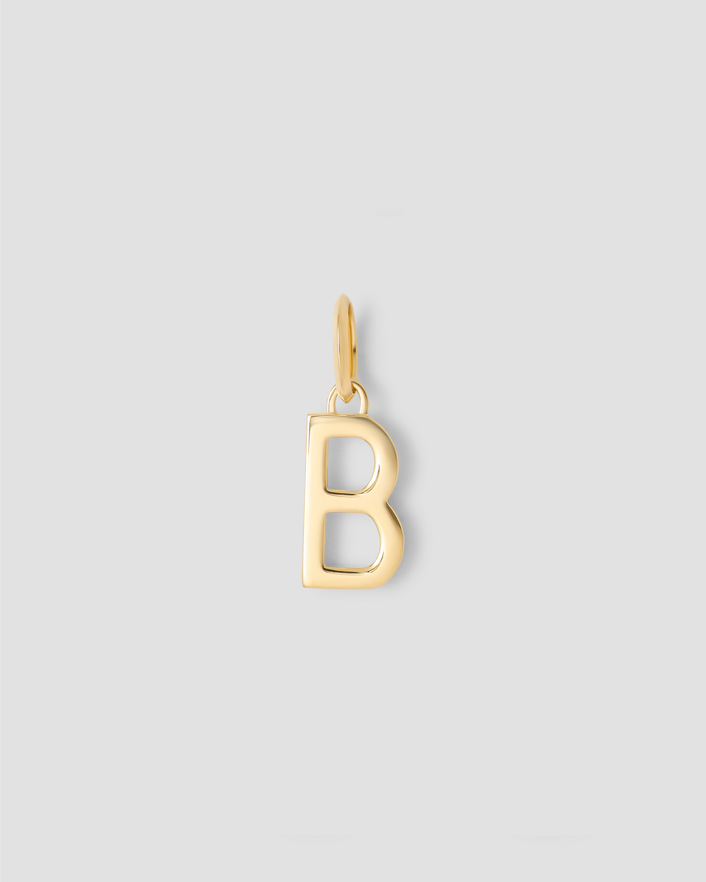 Minimal Block Letter Charm in 14K Yellow Gold