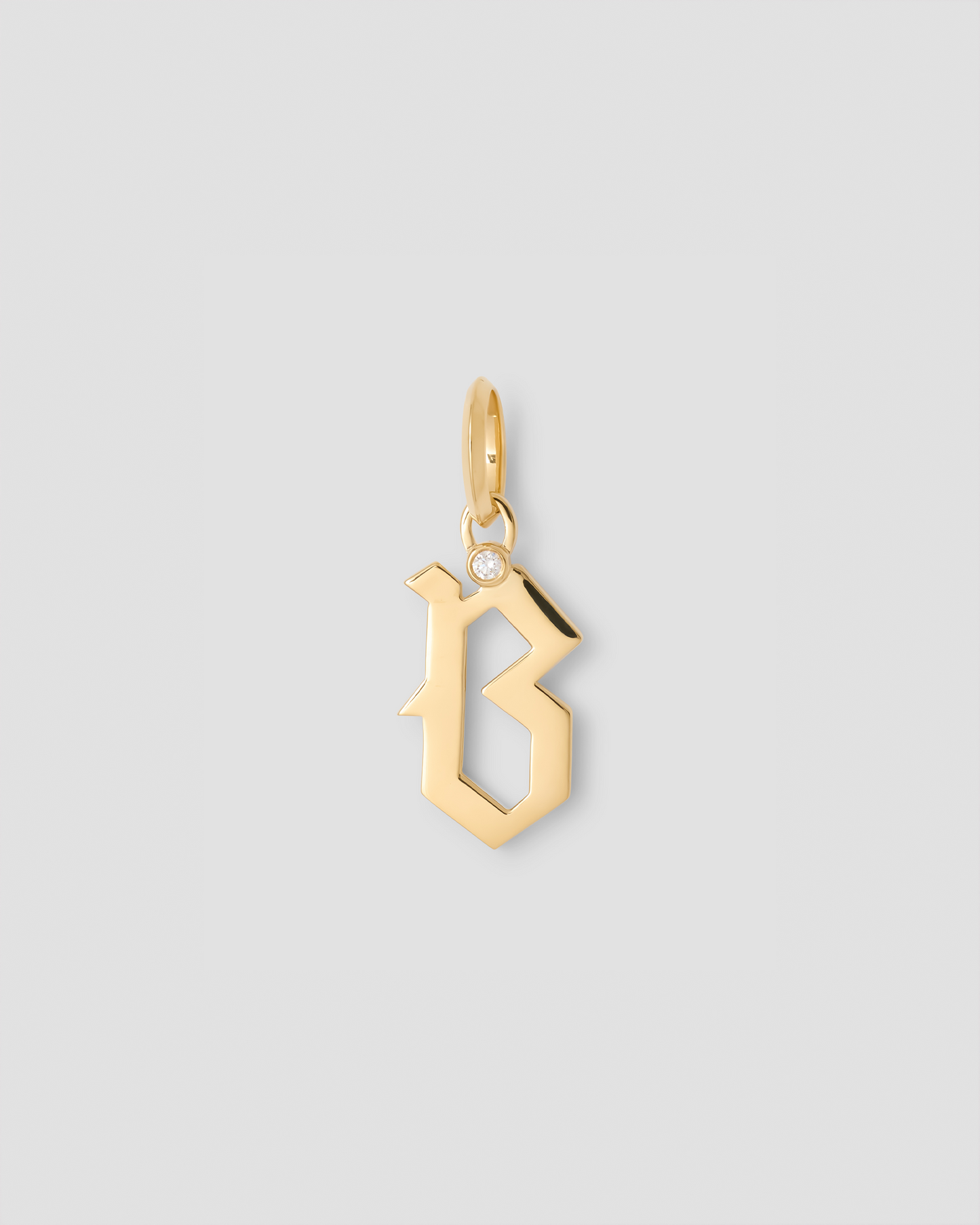 Capital Gothic Letter Charm with Diamond in 18K Yellow Gold