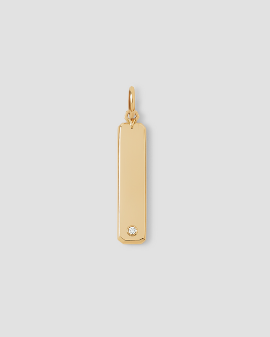 Personalized Beveled Dog Tag in 18K Yellow Gold