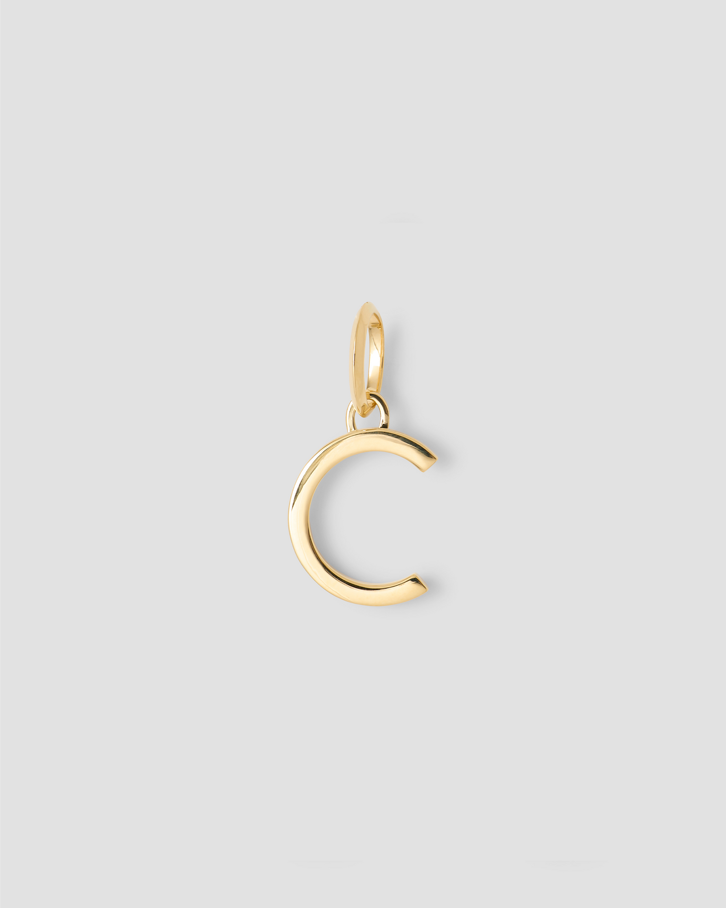 Minimal Block Letter Charm in 14K Yellow Gold