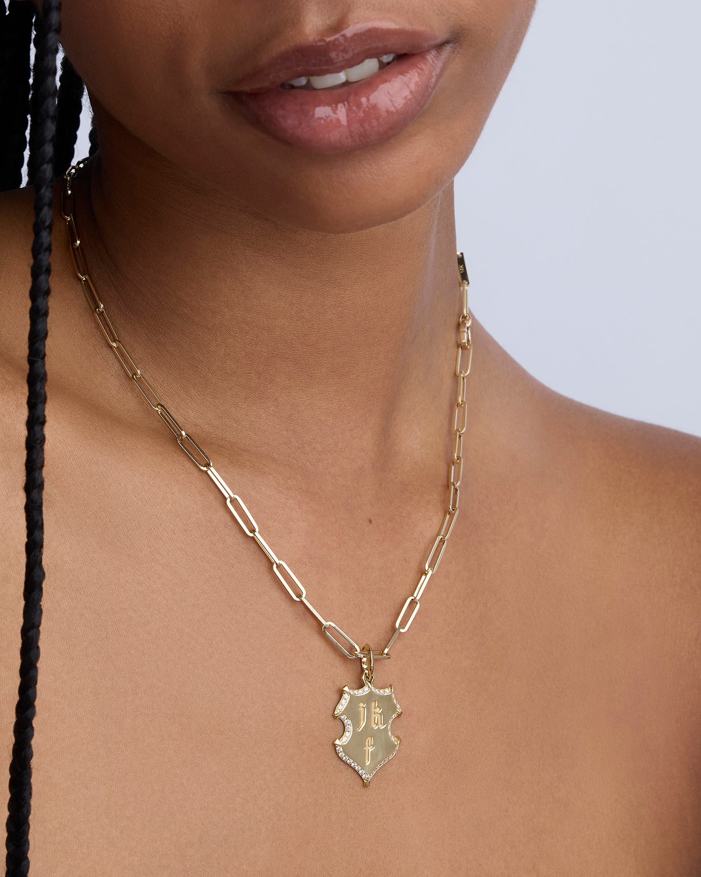 Wave Shield with Pave White Diamonds