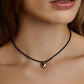 Small Puffy Heart Leather Cord Necklace