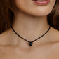 Small Puffy Heart Leather Cord Necklace