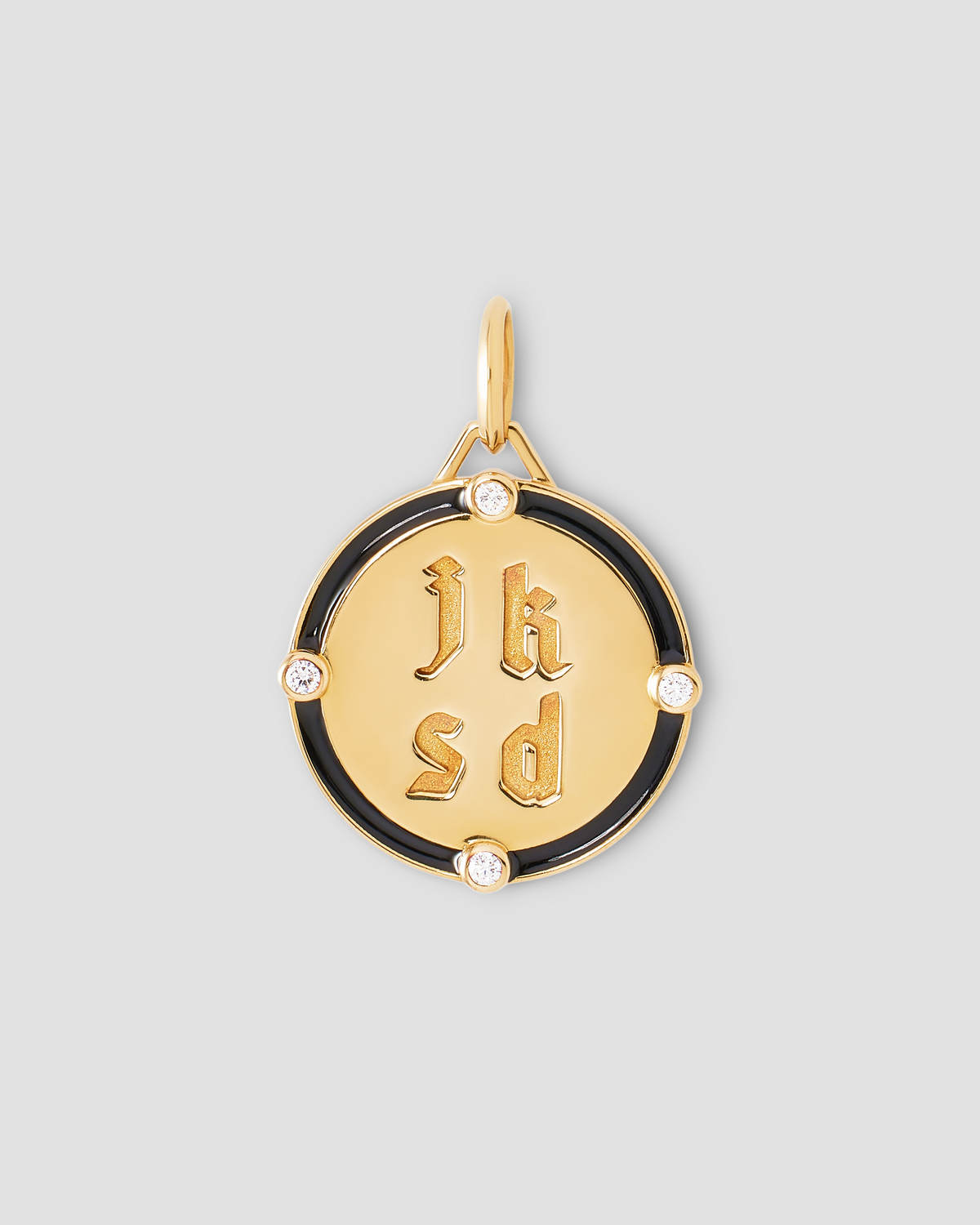 Personalized Circle Charm Homecoming Edition in 18K Yellow Gold 18K gold charm - front view | necklace with charms