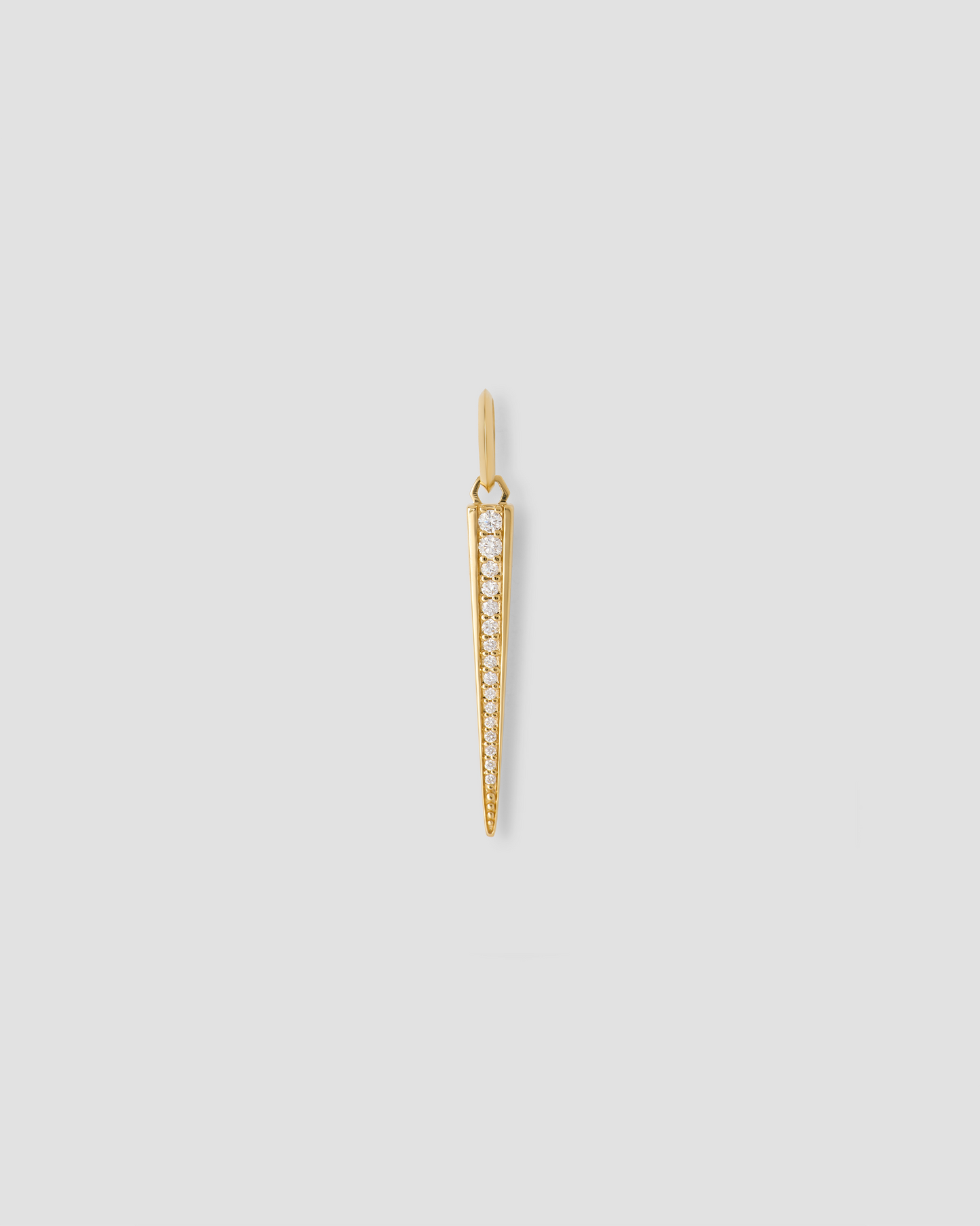 Skinny Cone Charm with Pavé White Diamonds in 18K Yellow Gold