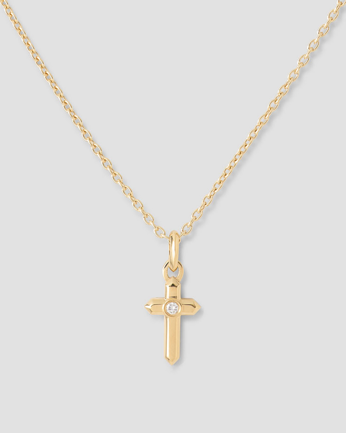 Cross Necklace gold charm - close-up detail | necklace with charms