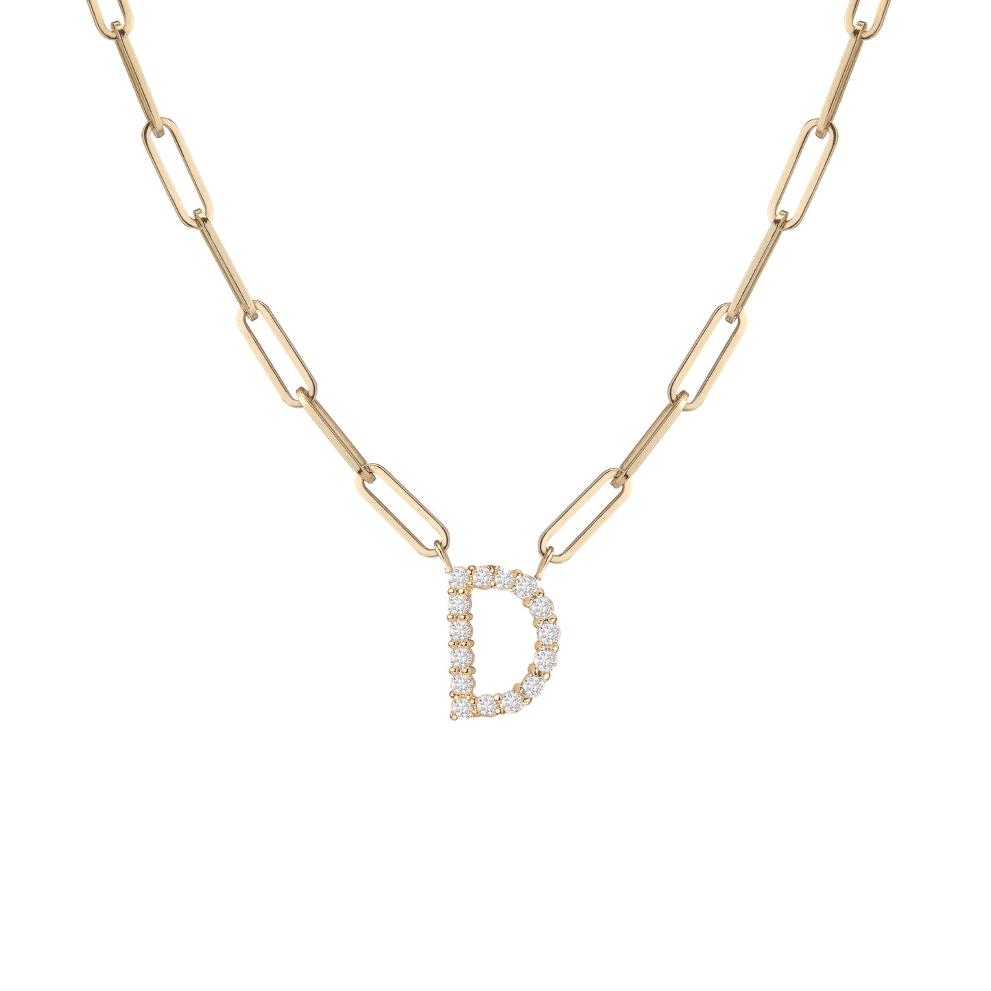 Floating Diamond Minimal Block Letter Pendant - 18K Yellow Gold