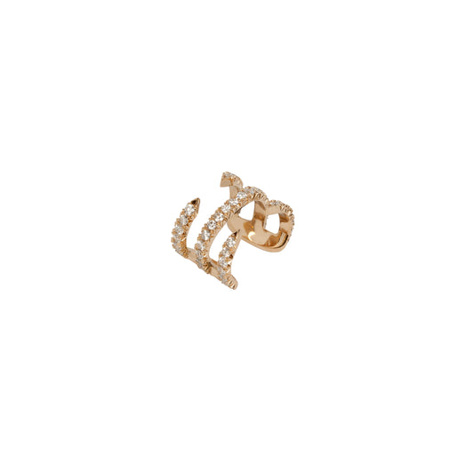 Double Pin Ear Cuff with Pavé White Diamonds