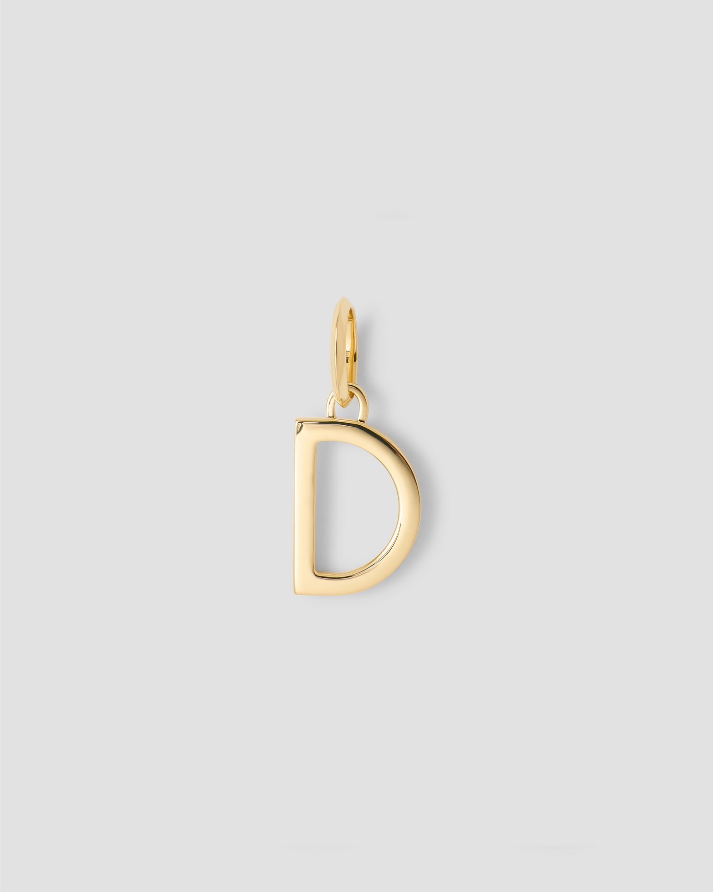 Minimal Block Letter Charm in 14K Yellow Gold