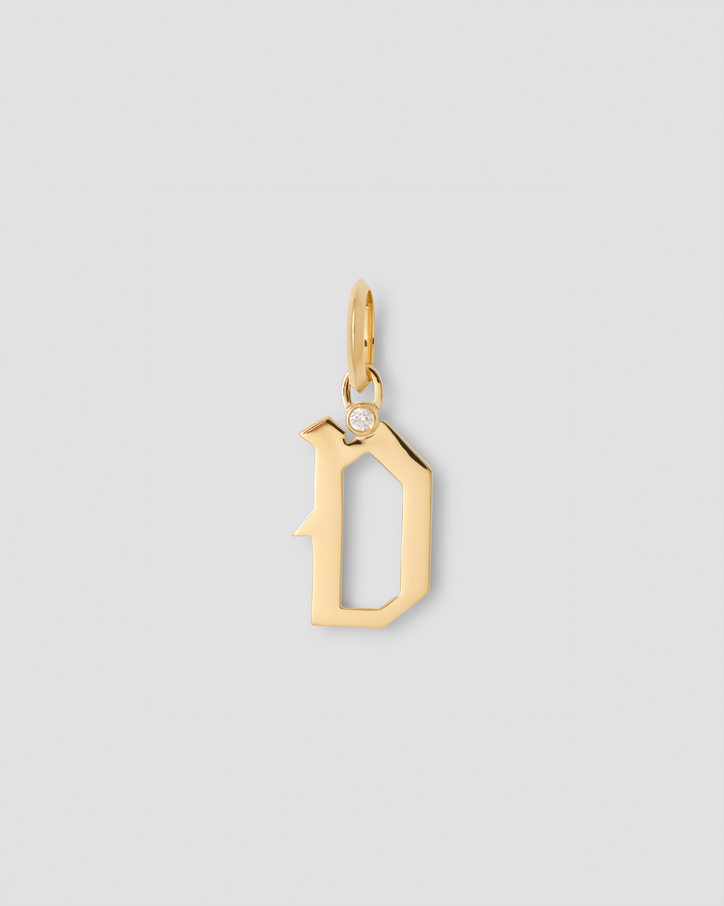 Capital Gothic Letter Charm with Diamond in 18K Yellow Gold