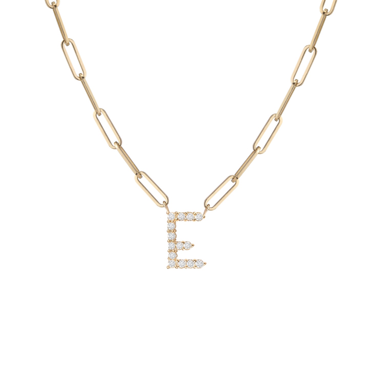 Floating Diamond Minimal Block Letter Pendant - 18K Yellow Gold