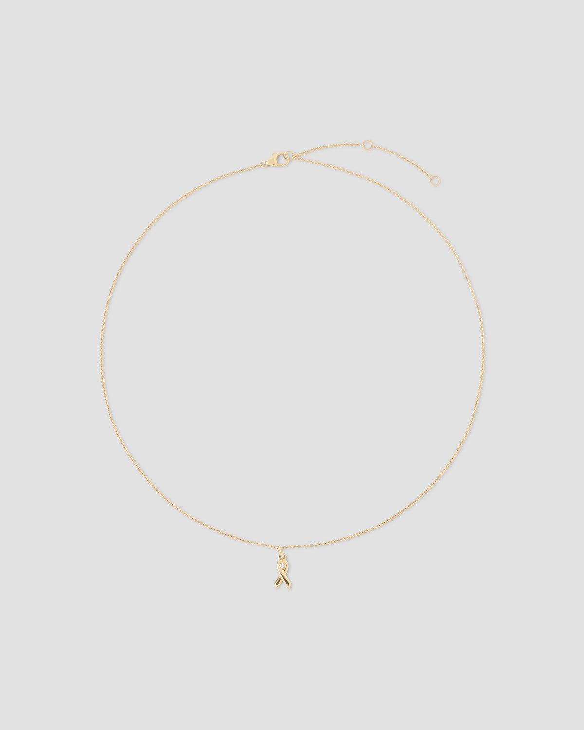 Breast Cancer Awareness Necklace charm - alternate angle | gold charm necklace
