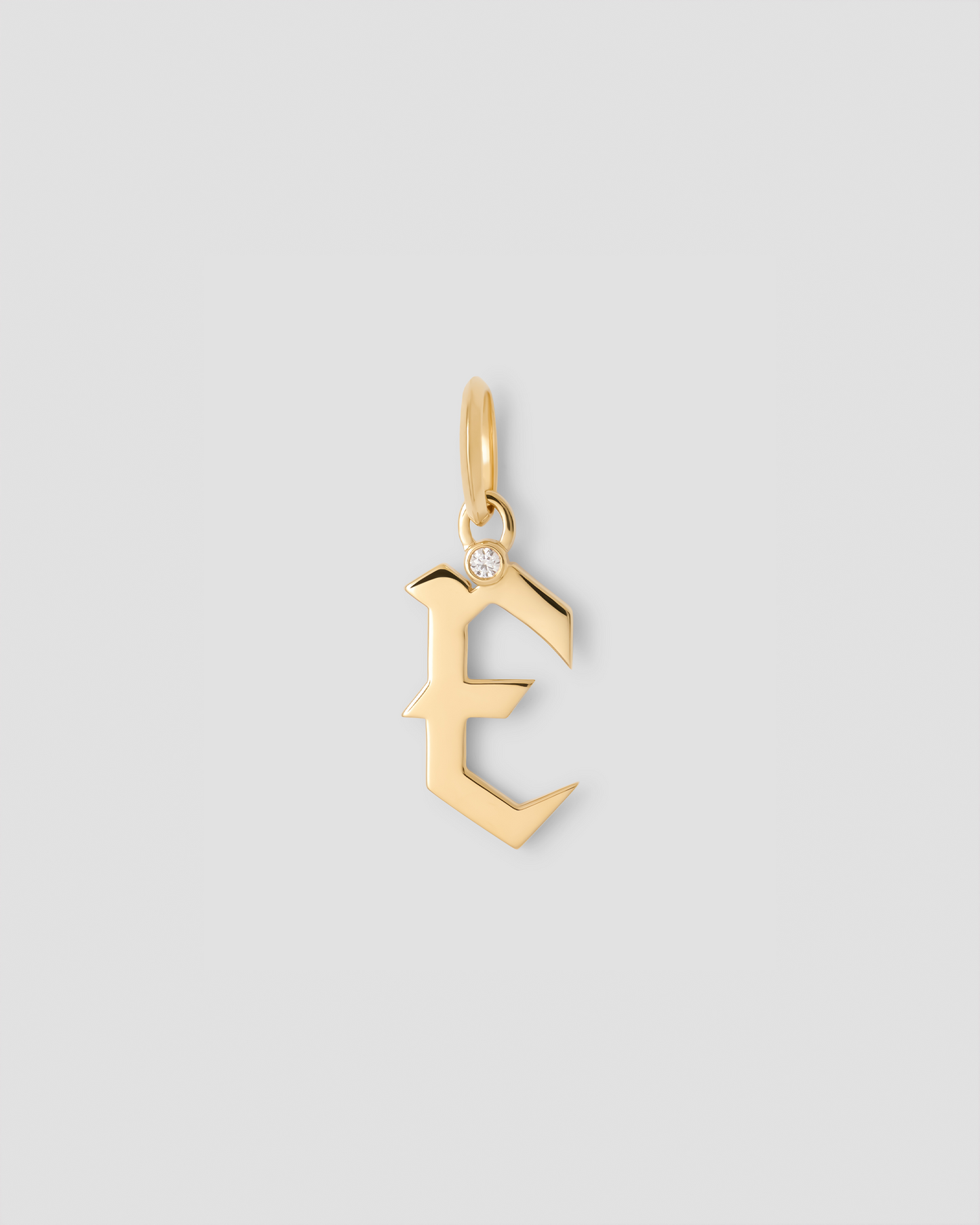 Capital Gothic Letter Charm with Diamond in 18K Yellow Gold