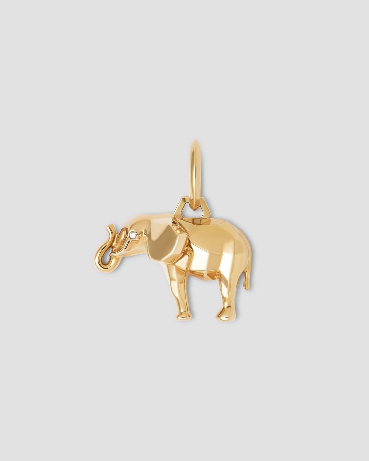 Edgy Elephant in 18K Yellow Gold 18K gold charm - front view | necklace with charms