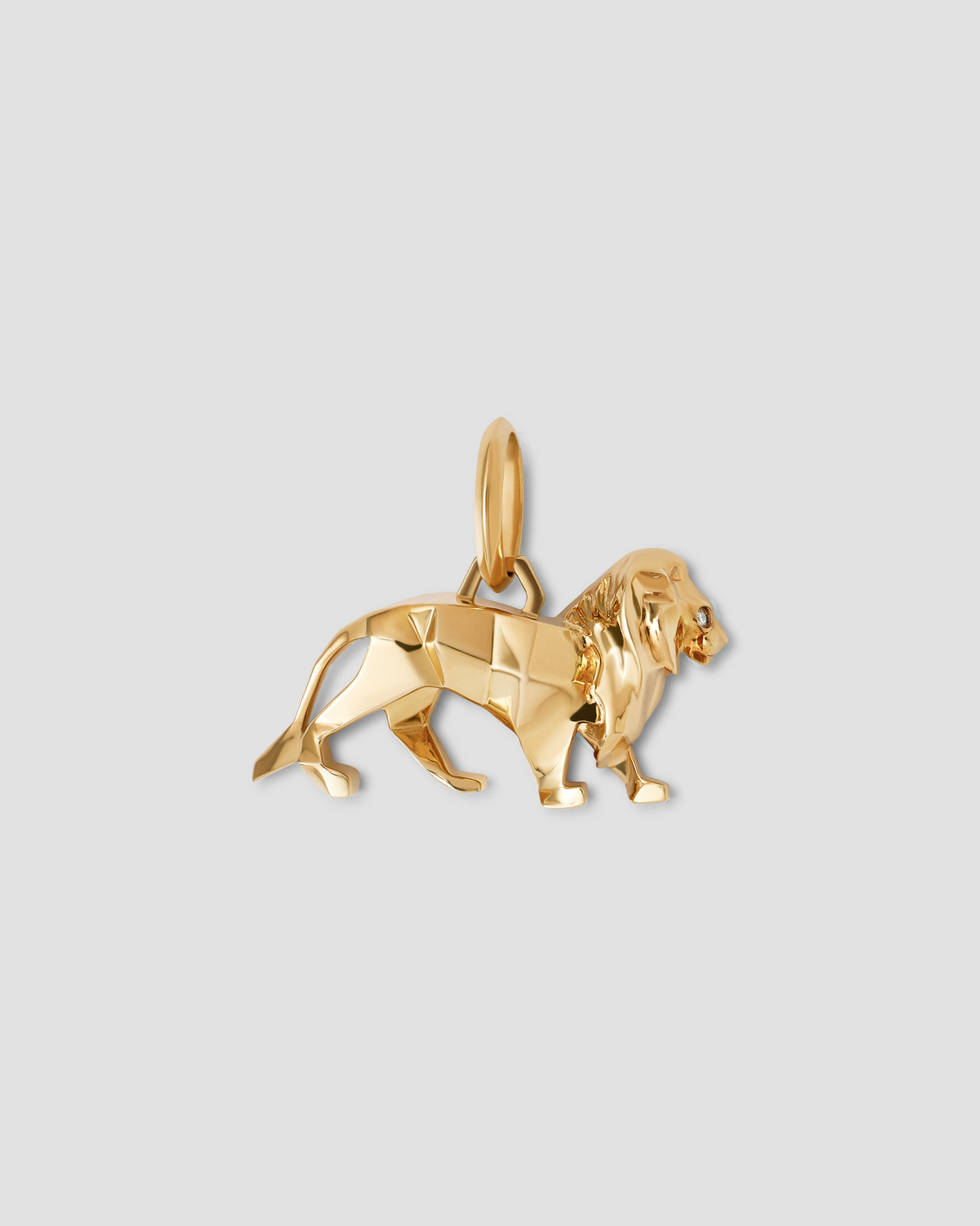 Edgy Lion 18K gold charm - front view | charm necklaces