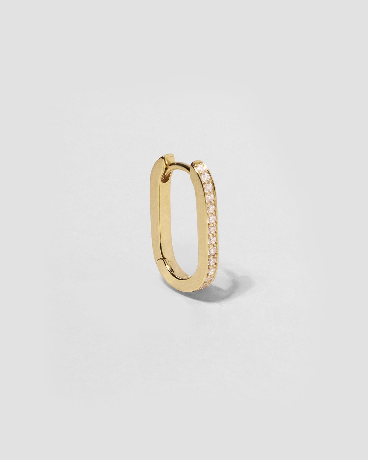 18k Elongated Link Huggie with Pavé Diamonds