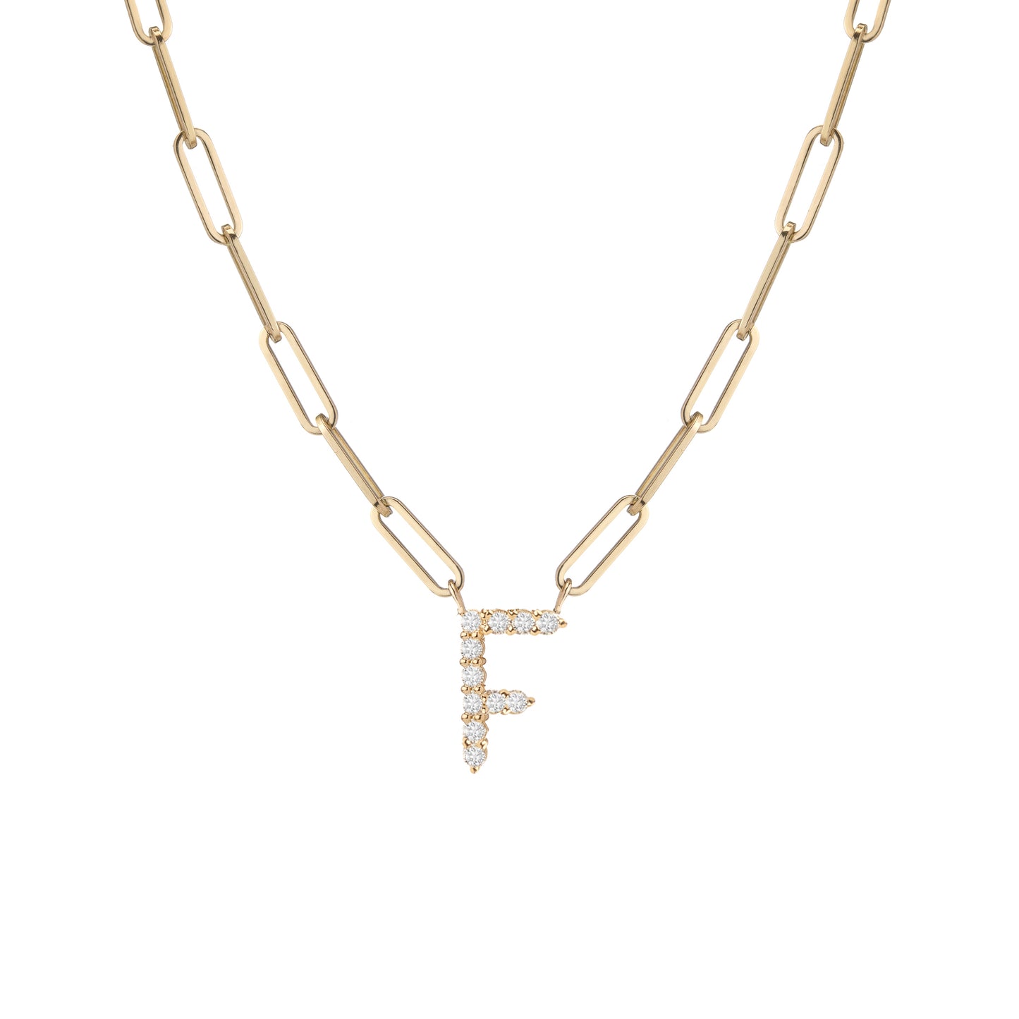 Floating Diamond Minimal Block Letter Pendant - 18K Yellow Gold