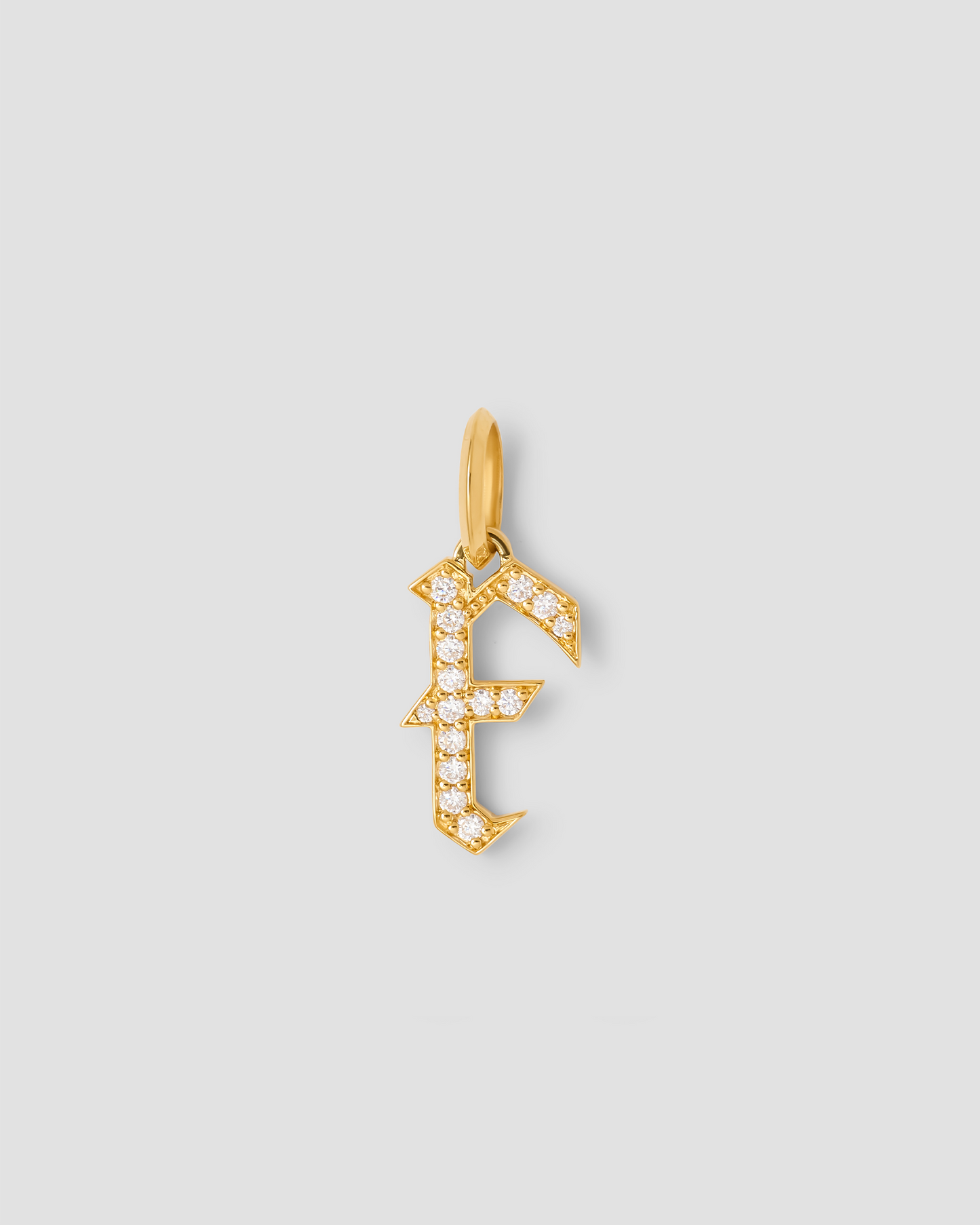 Capital Gothic Letter Charm with Pavé White Diamonds