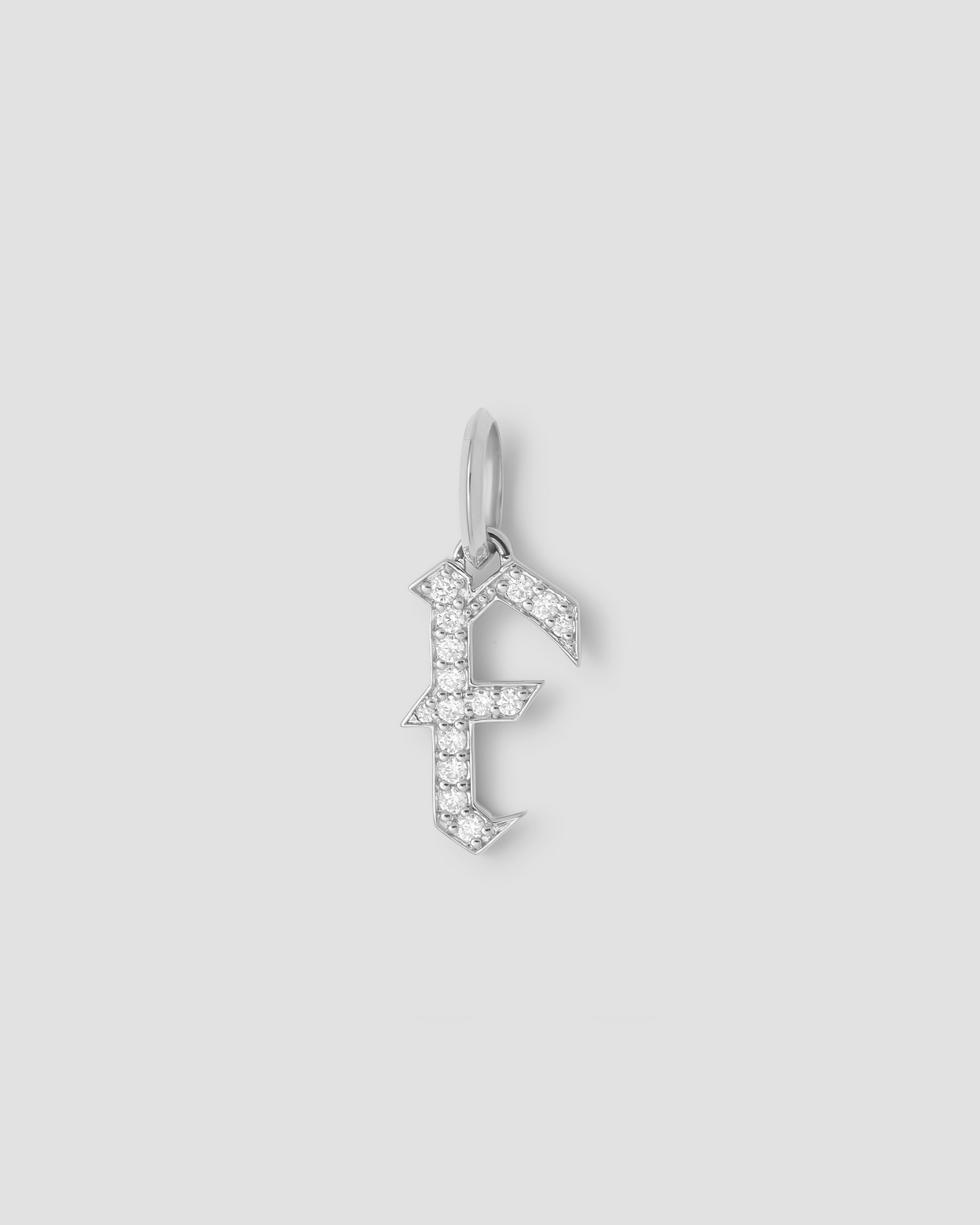 Capital Gothic Letter Charm with Pavé White Diamonds