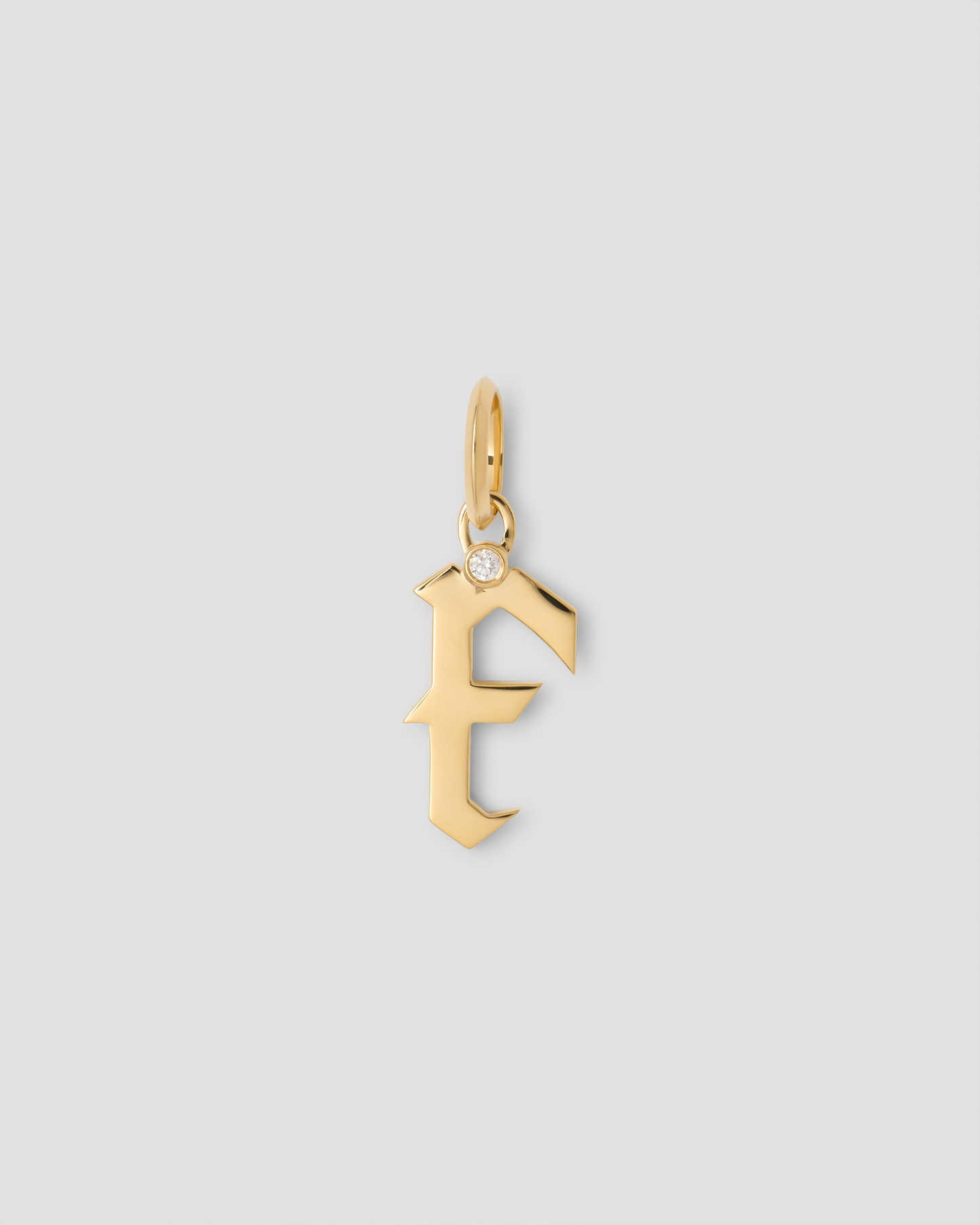 Capital Gothic Letter Charm with Diamond in 18K Yellow Gold