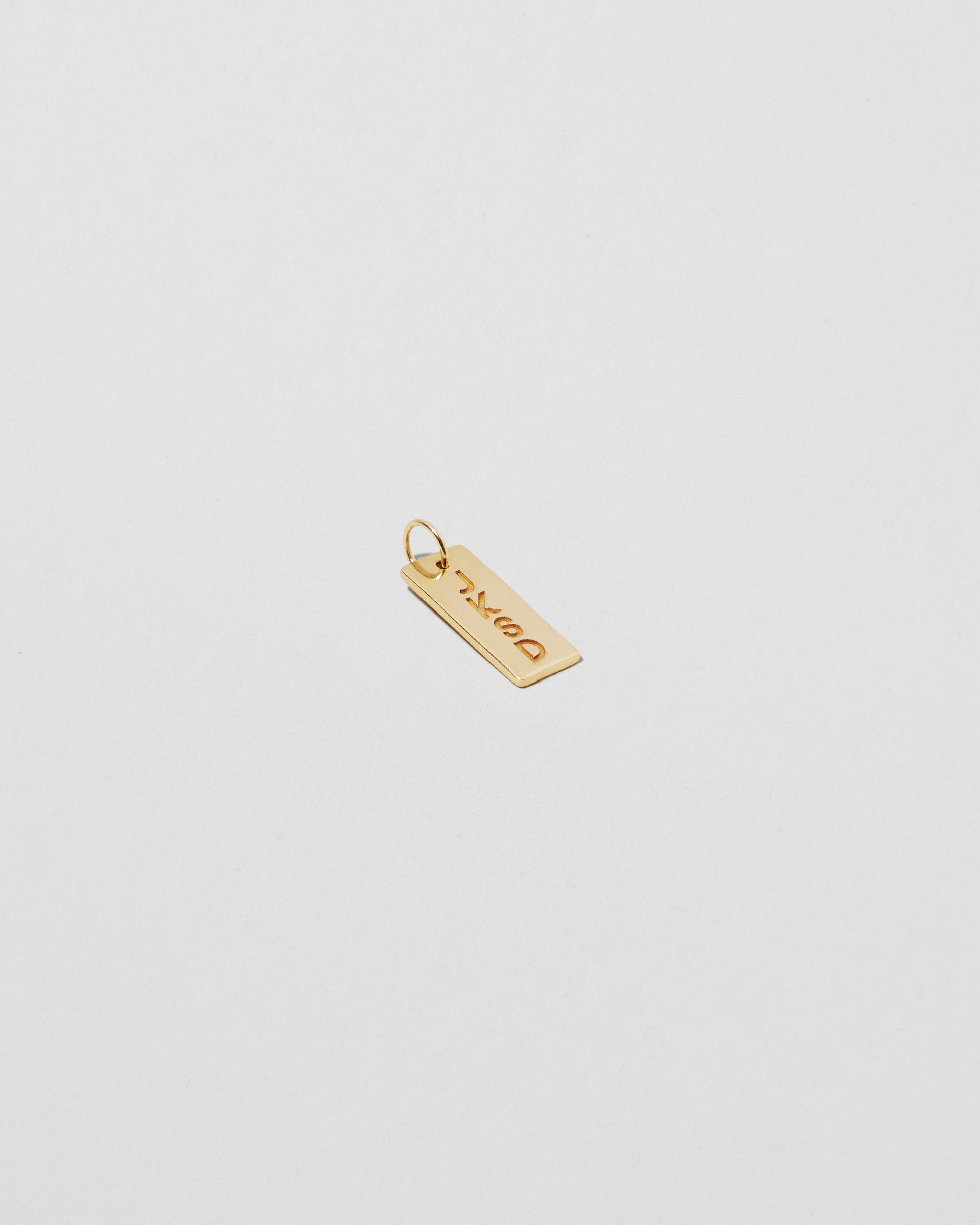 Jennifer Fisher - Mini Dog Tag with 4 Letters in Minimal Block Font - Yellow Gold