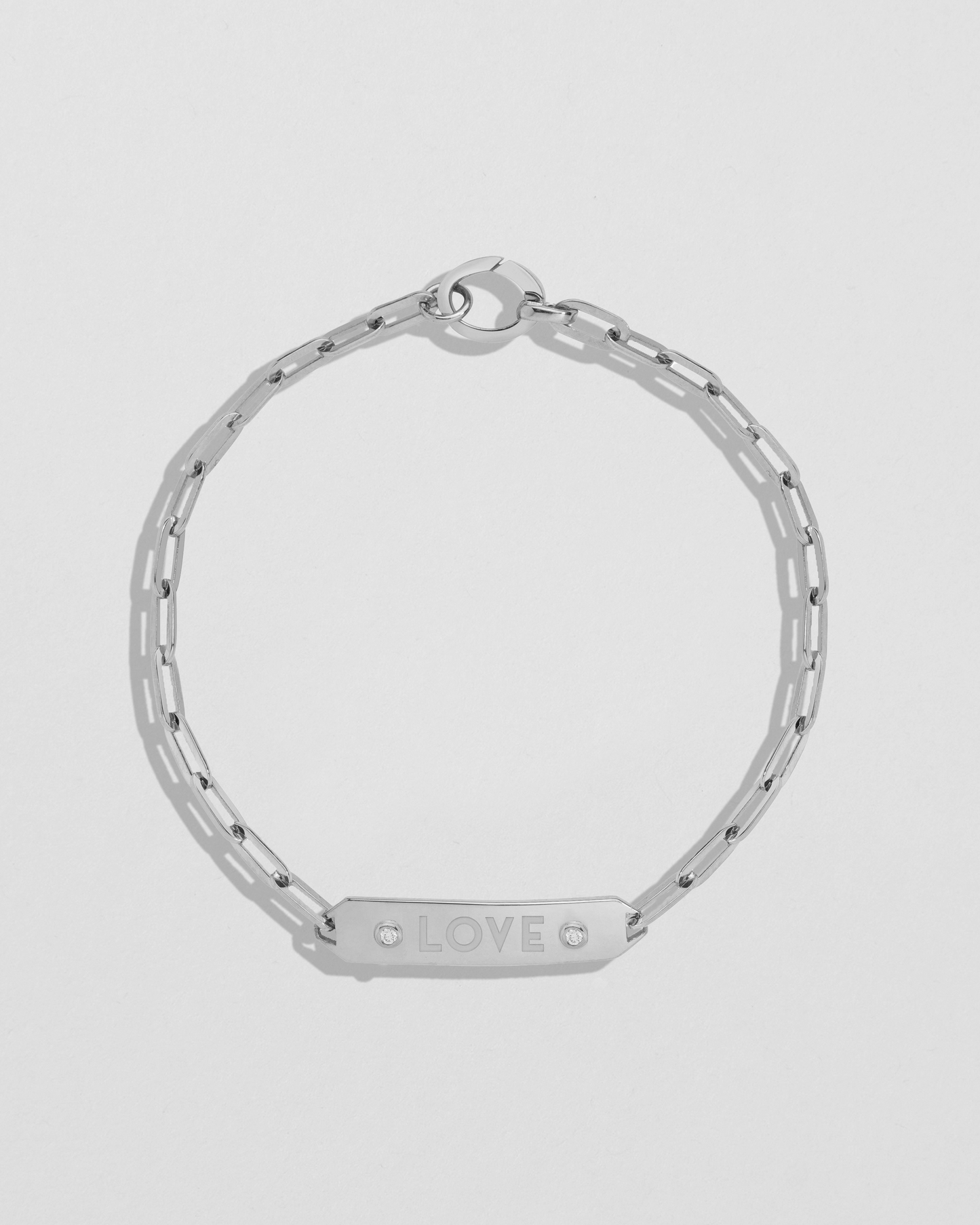 Family Mini Tall Dog Tag Bracelet with 2 White Diamonds