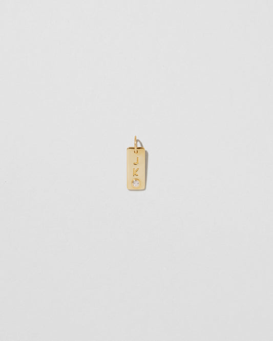 Jennifer Fisher - Tiny Dog Tag Necklace with 2 Minimal Block Letters and a Diamond - Yellow Gold