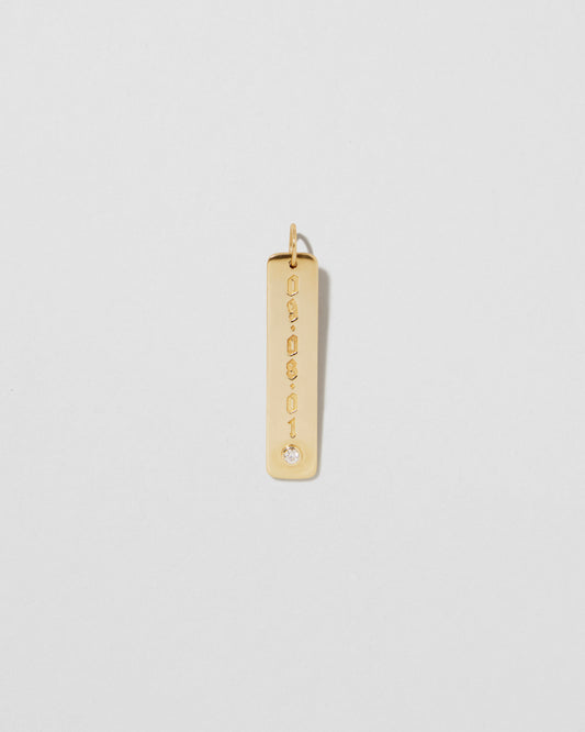 Jennifer Fisher - Skinny Dog Tag with Gothic Lettering and Diamond - Yellow Gold