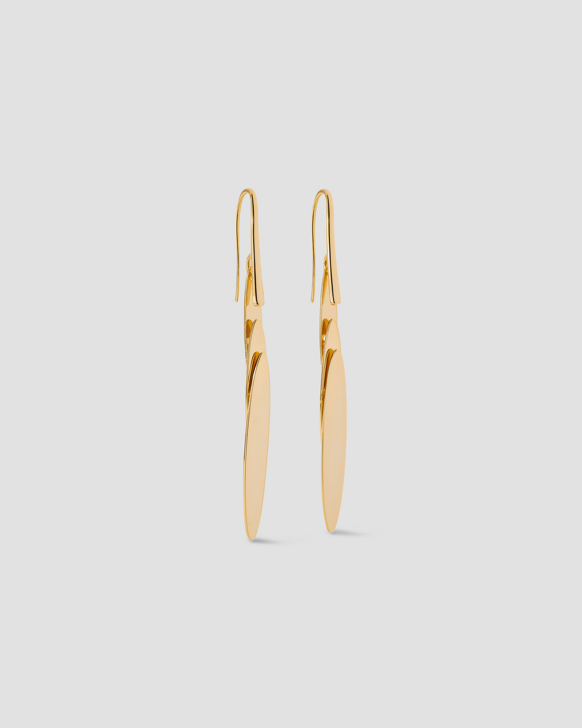 Short Feather Earrings earring - front view | 14k gold earrings