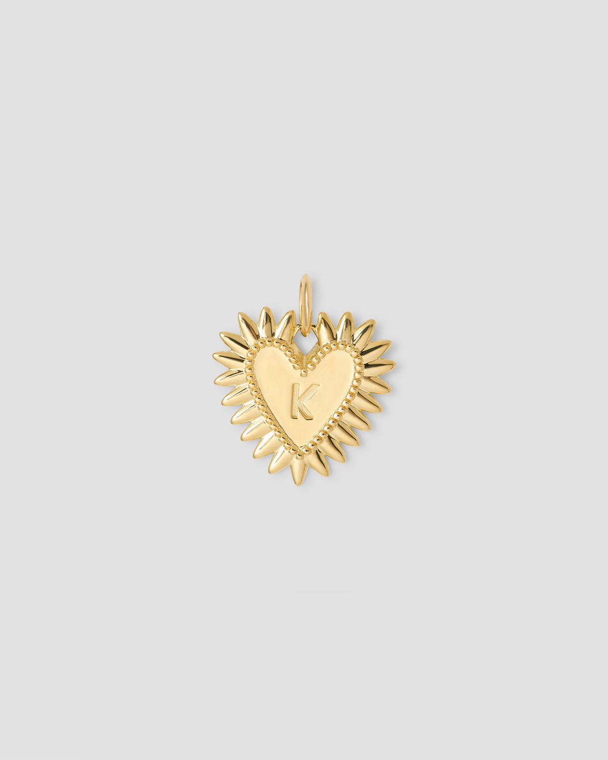 Personalized Medium Fierce Heart in 18K Yellow gold charm - front view | necklace with charms