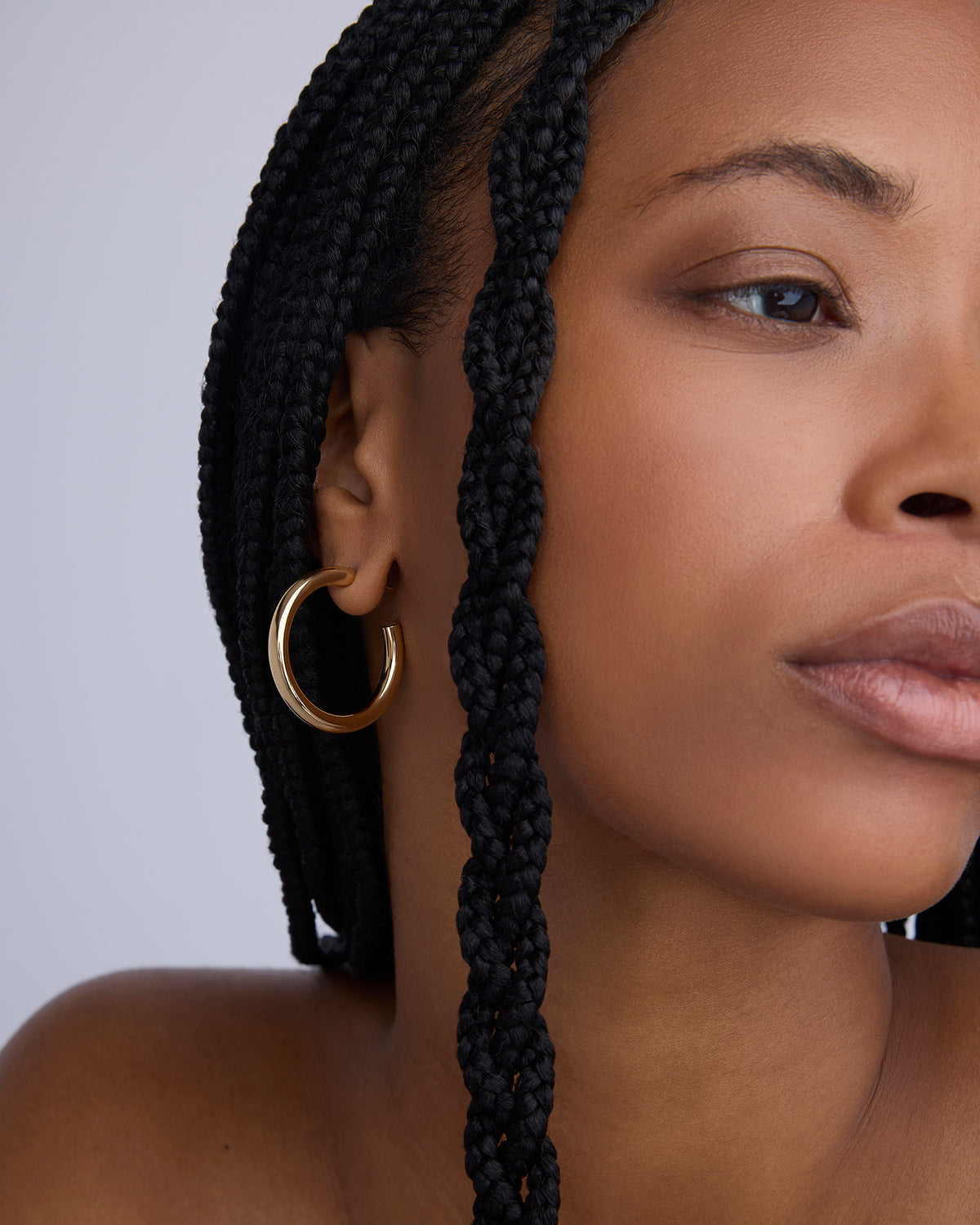 1" Mini Lilly Hoops in 14K Yellow Gold earring - front view | gold small hoop earrings